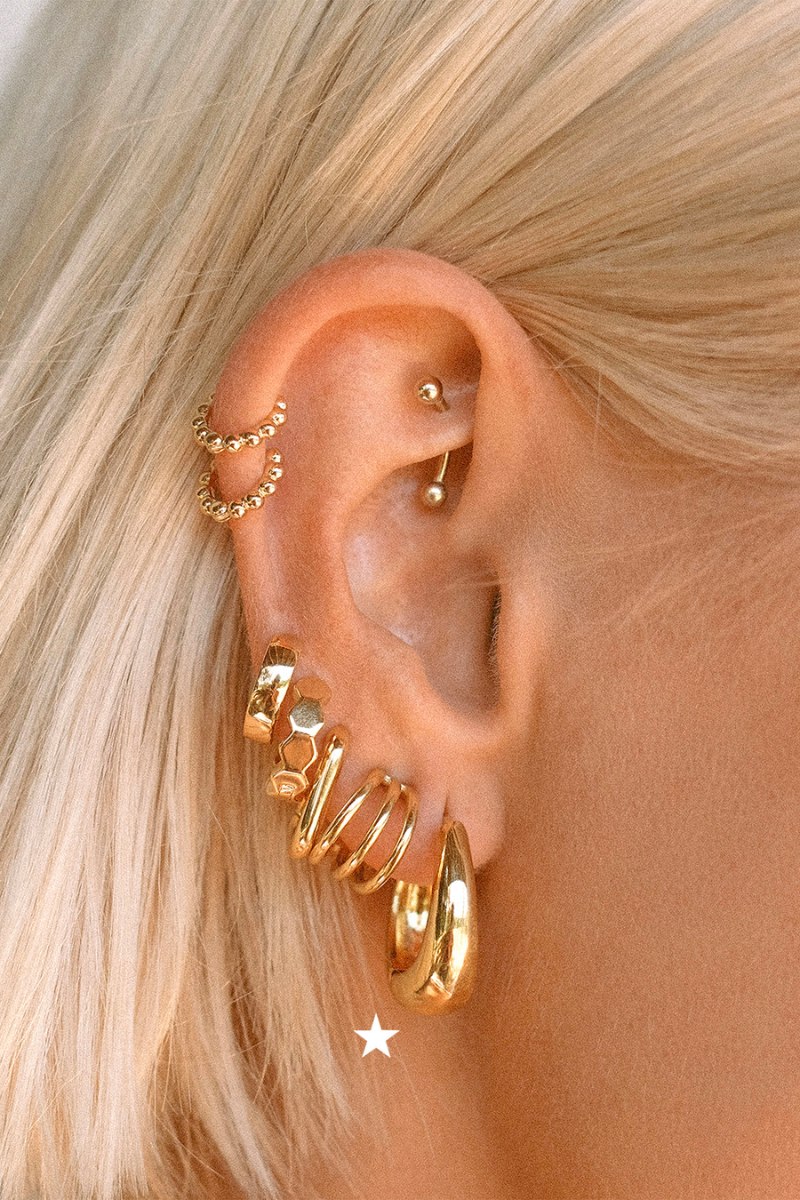 cute layered gold hoop earrings