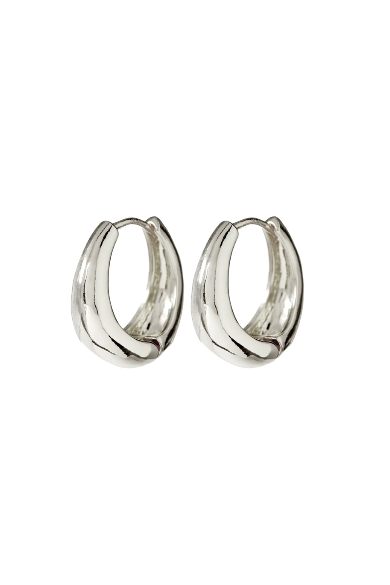 silver tear drop huggie hoops by luv aj