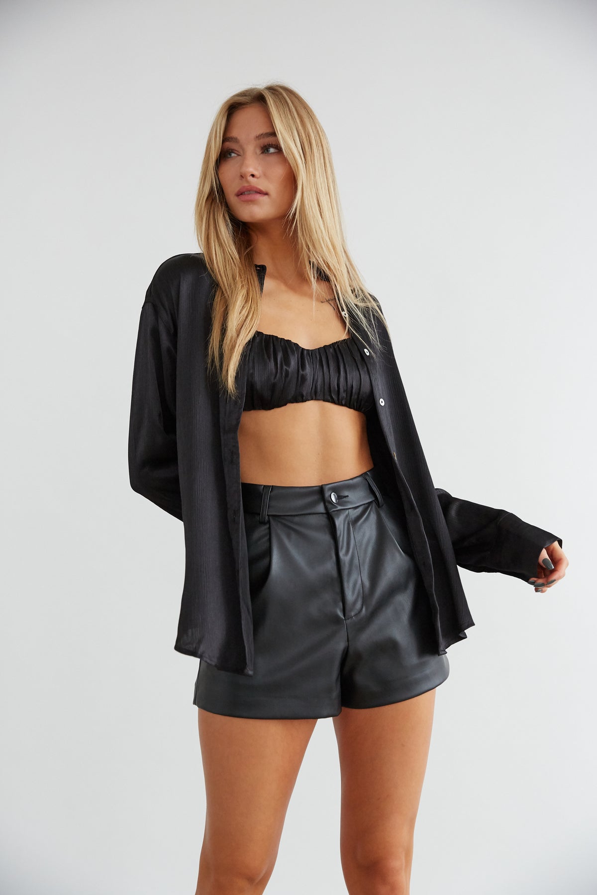 Buy Missguided Satin Cut Out Bralet - Black