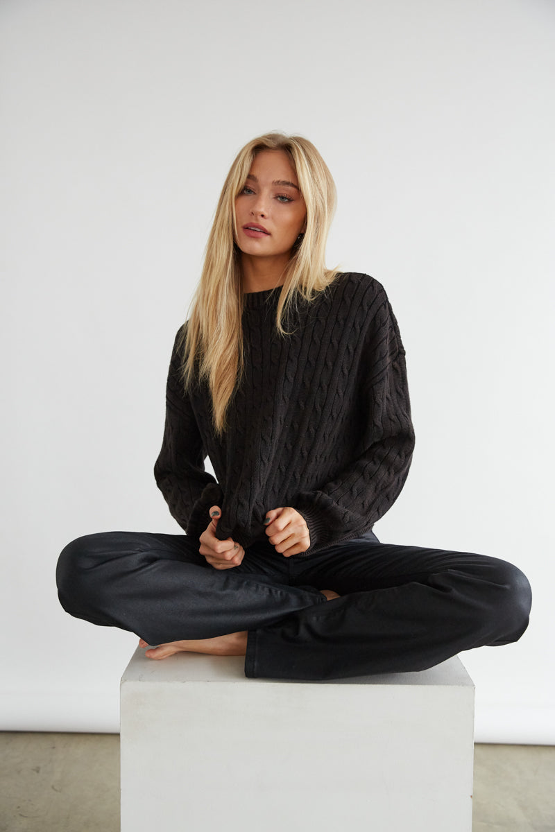 Rhyan Cable Knit Sweater • Shop American Threads Women's