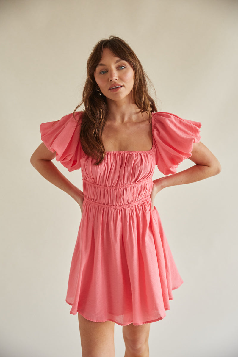 Dallas Open Back Puff Sleeve Babydoll Mini Dress • Shop American Threads  Women's Trendy Online Boutique – americanthreads