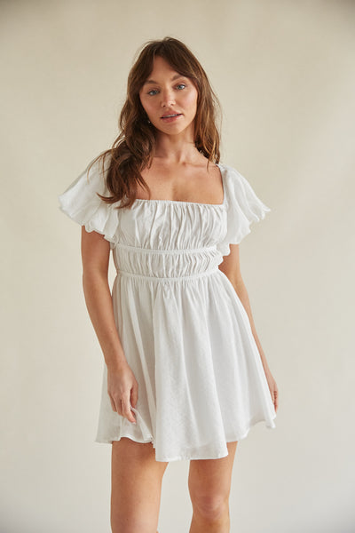 Santal Puff Sleeve Babydoll Mini Dress • American Threads Trendy