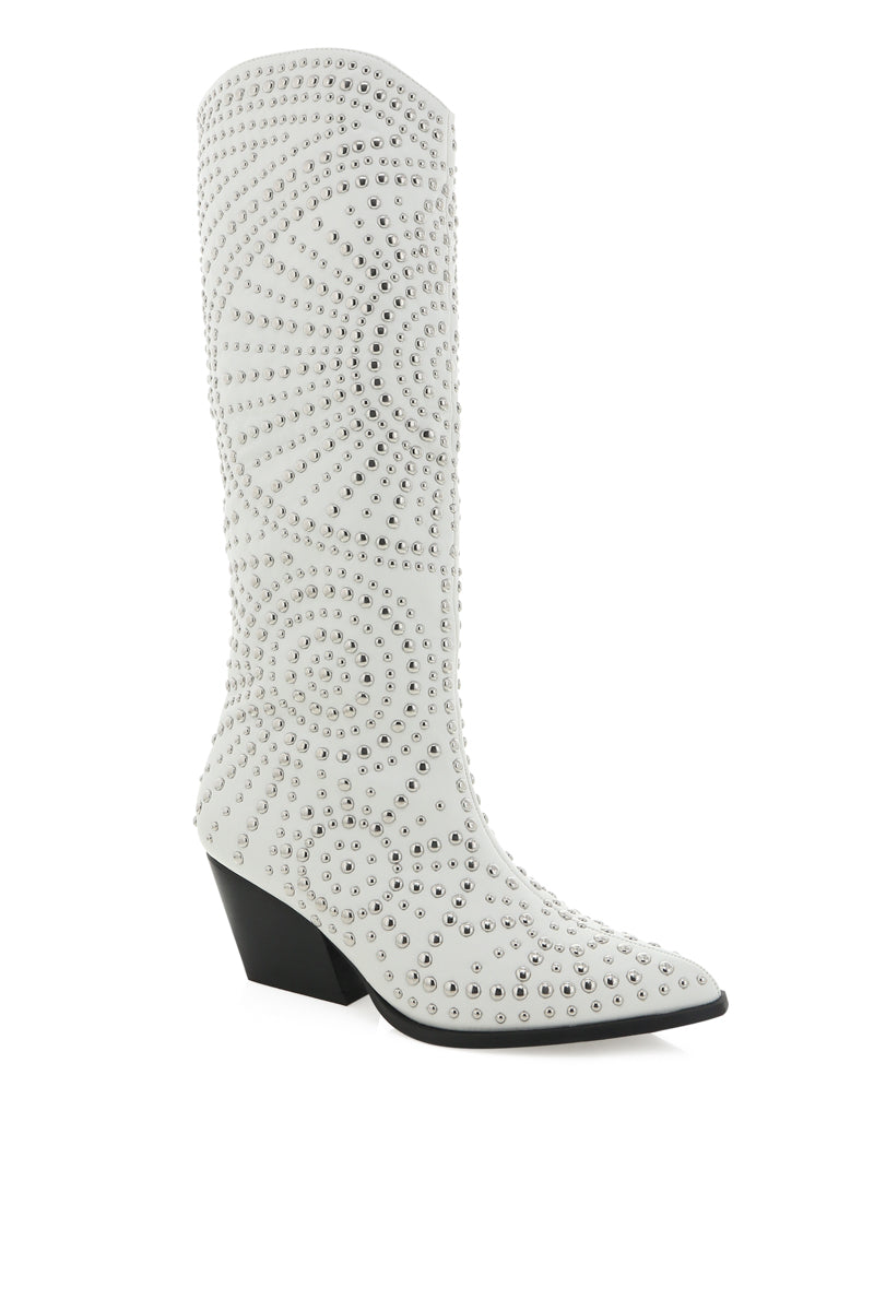 White studded store cowboy boots