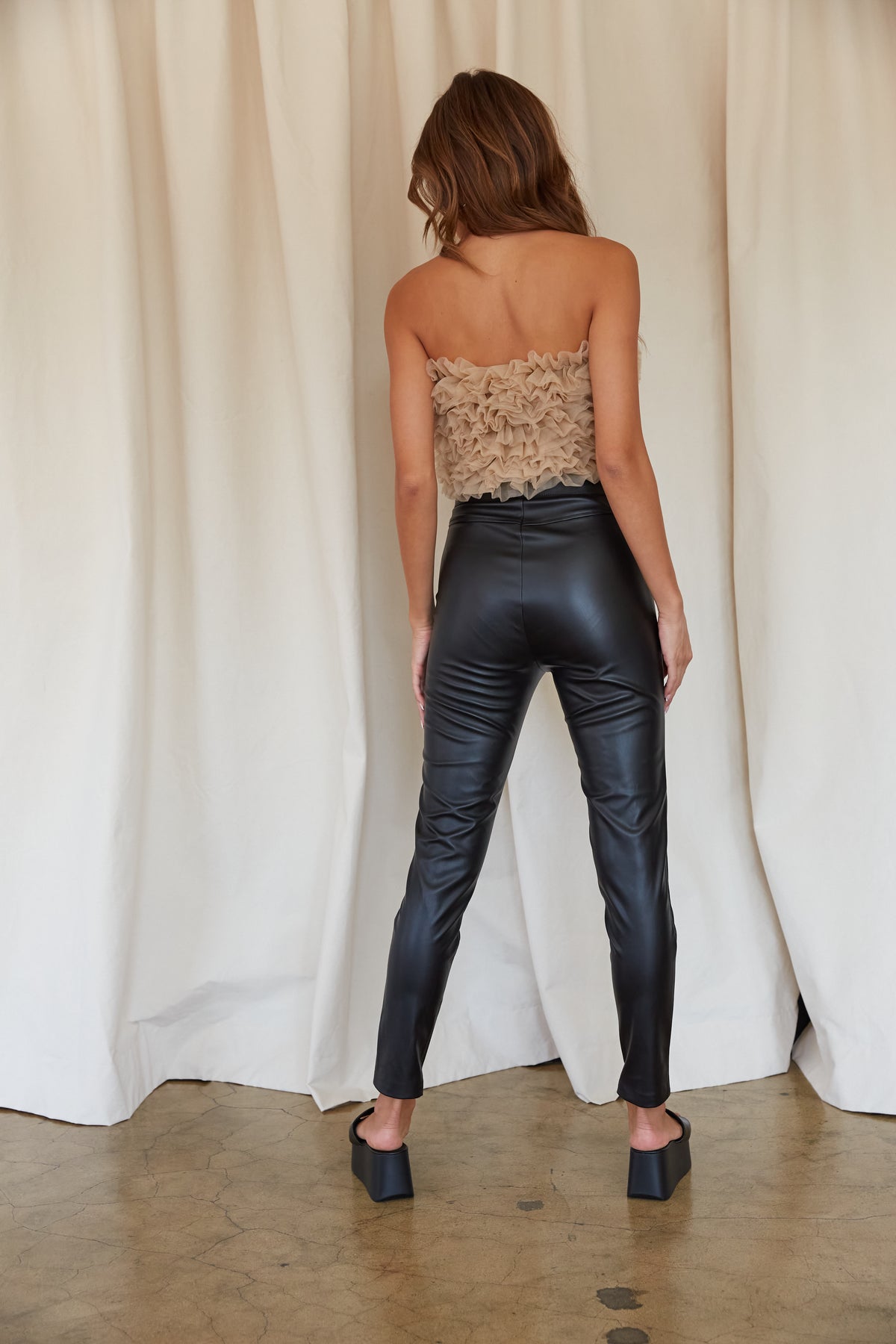 Aubrey Leather Black - Skinny Jeans - black